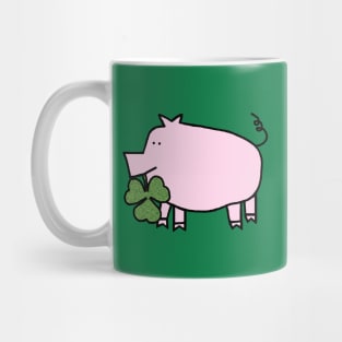 Cute Pig Holding Shamrock for St Patricks Day Mug